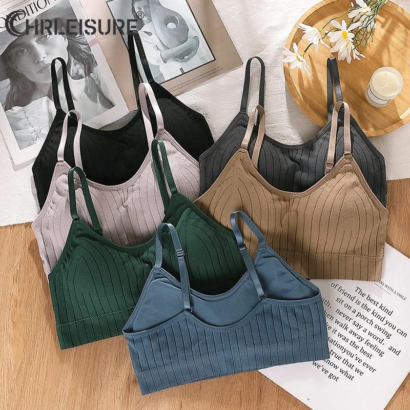 plus-size nursing bra with crossover strapsSeamless Push Up Bra for Women Striped Bralette Top Lingerie Female Underwear Tube Top New