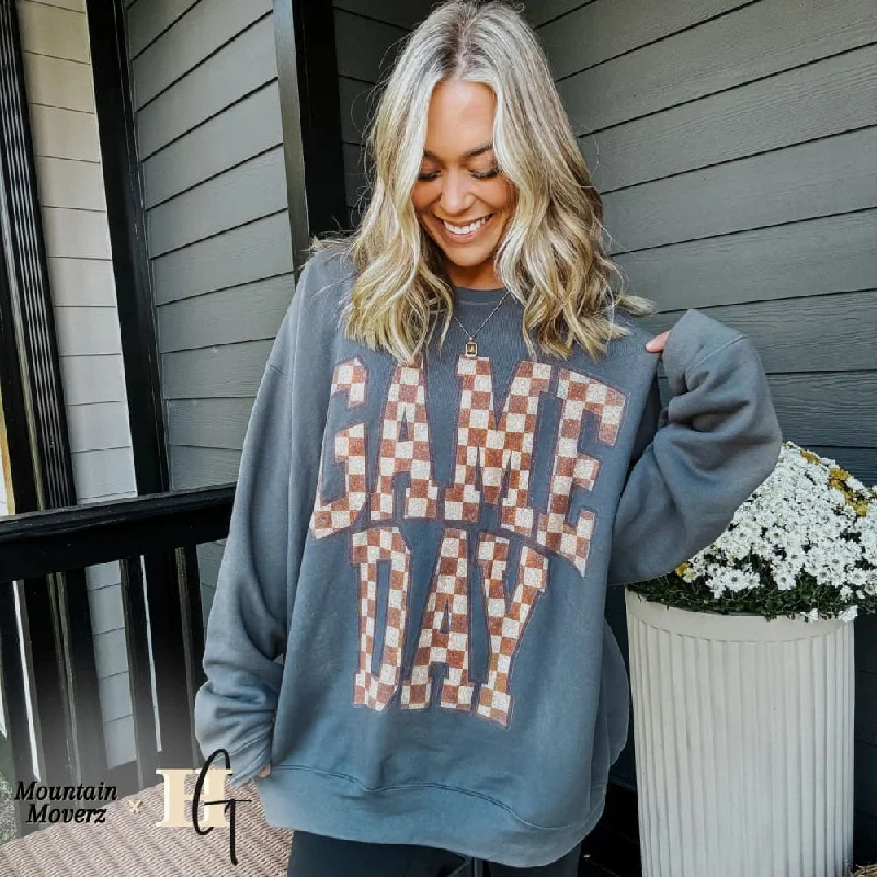 Women's Hooded Sweatshirts with Velcro ClosureGame Day Checkerboard Sweatshirt