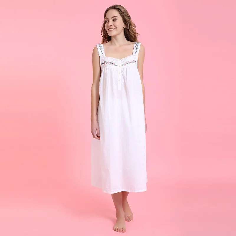 women's pajamas with a subtle shimmerDragana 100% Woven Sleeveless Cotton Gown