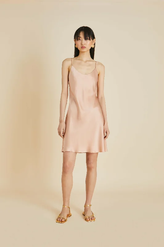 women's pajamas with pocketsVenus Shell Pink Slip Dress in Sandwashed Silk