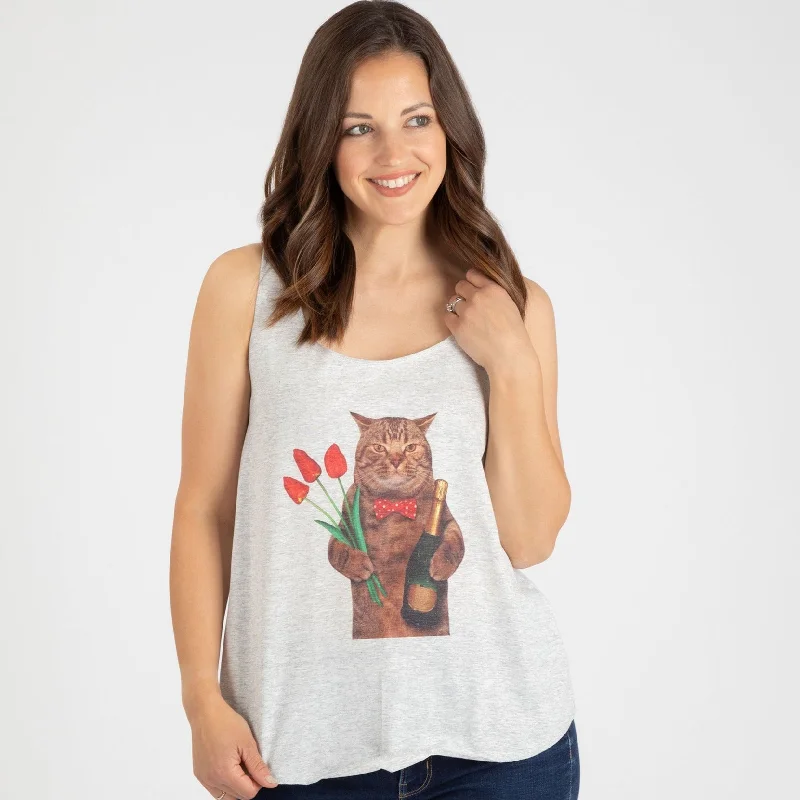 Women's Blouse with Keyhole CollarCat Happy Hour Tank Top