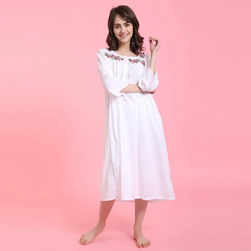 women's short sleeve pajama setsTeodora 100% Woven Cotton Gown