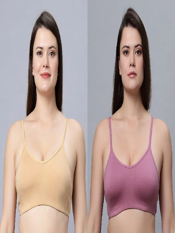 mastectomy bra with pocketsNon-Padded Full Coverage Skin and Onion Color Sports bra (Pack of 2)