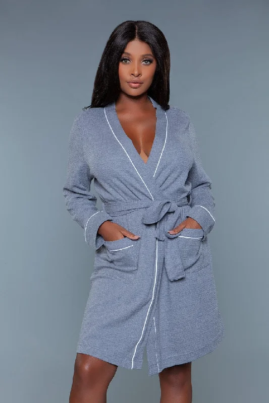 women's pajamas for the holidaysGeovan Waffle Self Tie Robe Grey