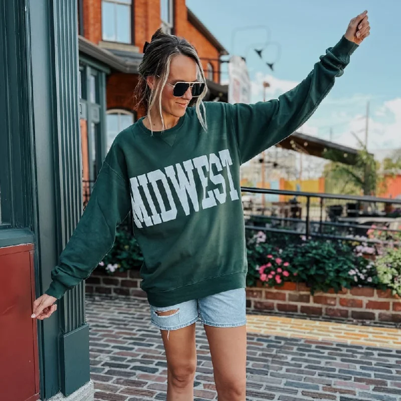 Women's Hooded Sweatshirts with Herringbone LiningMidwest Crewneck