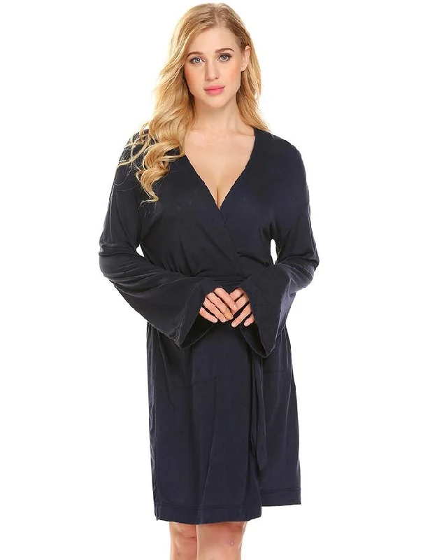 women's pajamas in solid colorsDressing Gown Long Sleeve Hollow Jacquard Bathrobe