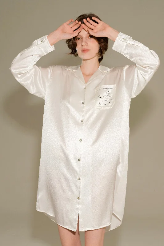 women's pajama sets with matching robesDiamond Poodles Silk Shirt Dress