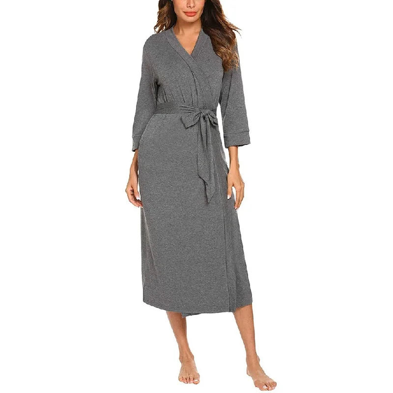 women's pajamas with a classic designV-neck with Belt Long Robe