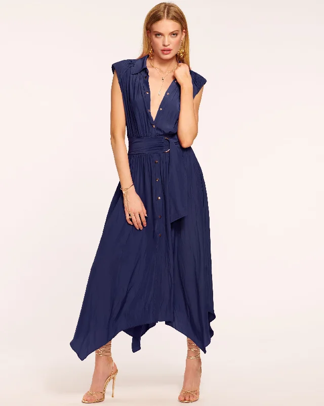 Women's Wide Collar DressesIvy Belted Midi Dress