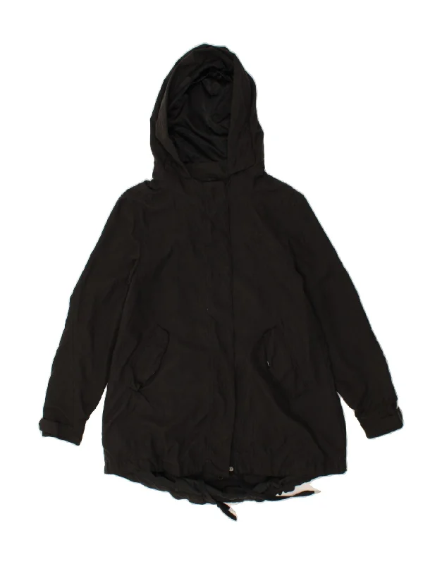 Women's Coats with Fur Trimmed ButtonsADIDAS Womens Loose Fit Hooded Raincoat UK 10 Small Black Polyester