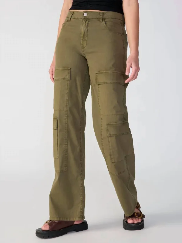 Women's Jodhpurs with Belt LoopsLow Slung Y2K Standard Rise Cargo Pant In Mossy Green