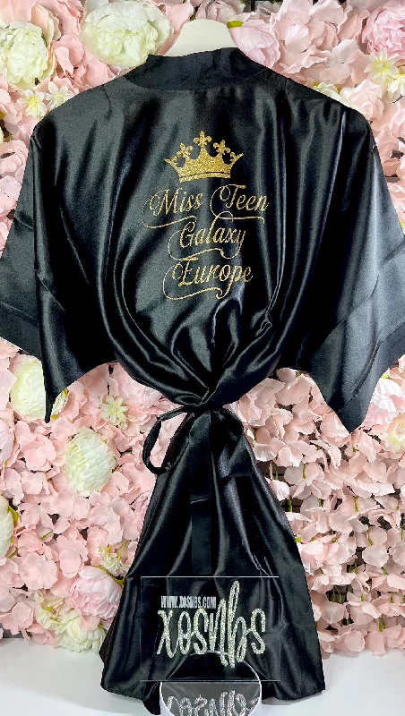 women's pajamas for cold weatherKids | Personalised Satin Robes | Black