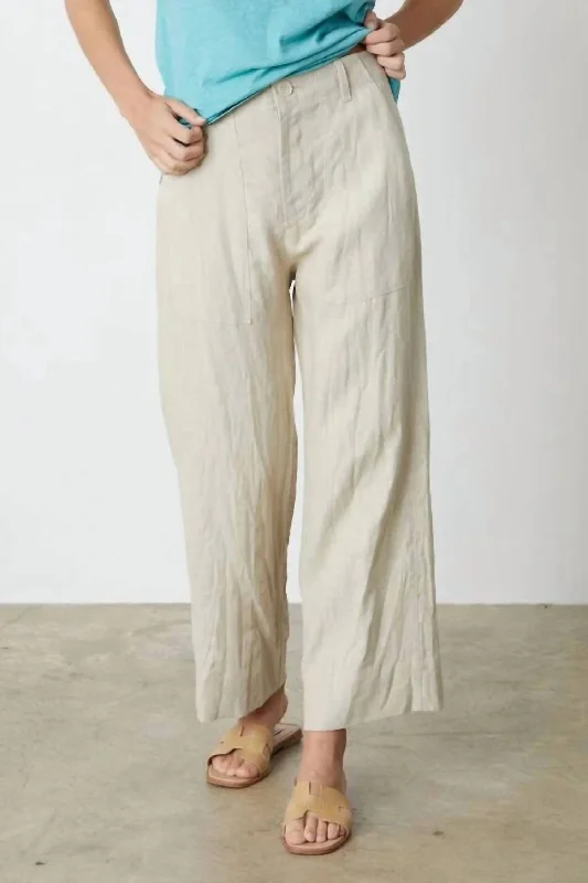  Women's High-Waisted PantsDru Heavy Linen Pant In Bisque