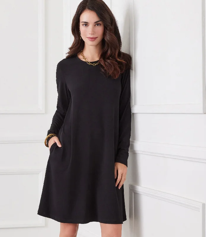 Women's One-Shoulder DressesLong Sleeve Travel Jersey Dress