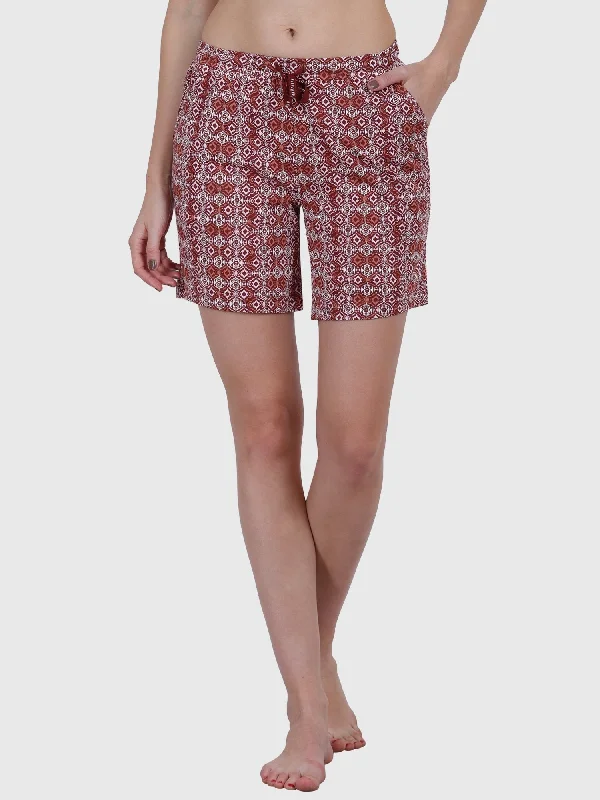 women's pajamas with a fitted designVan Heusen Women's Brown Printed Cotton Shorts