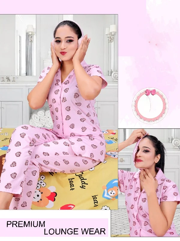 women's pajamas for winter warmthWomen Light Pink NightSuit Wear Set