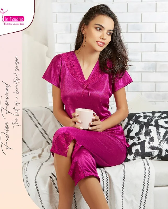 women's pajamas with a timeless appealPink Satin nightdress set for Woman