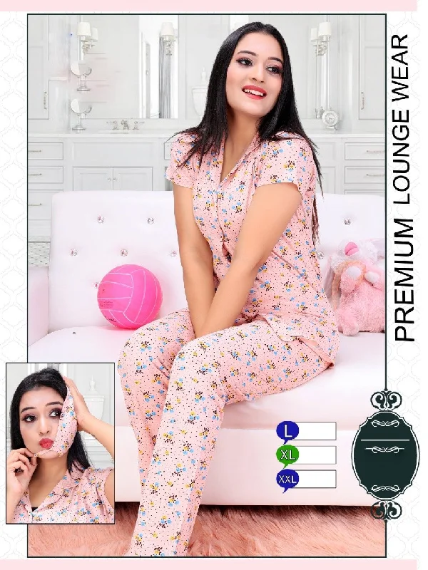 women's pajamas with adjustable strapsPrinted Girls Pink Cotton Night Suit Pajamas Set