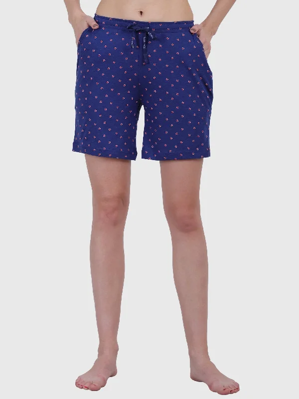 women's pajamas for yoga and meditationWomen's Printed Cotton Night Lounge Shorts Dark Blue